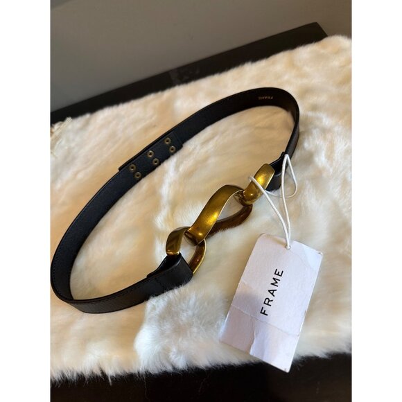 Frame Denim Triple Twist Chain Leather Belt Black Womens Size Small - Picture 6 of 9